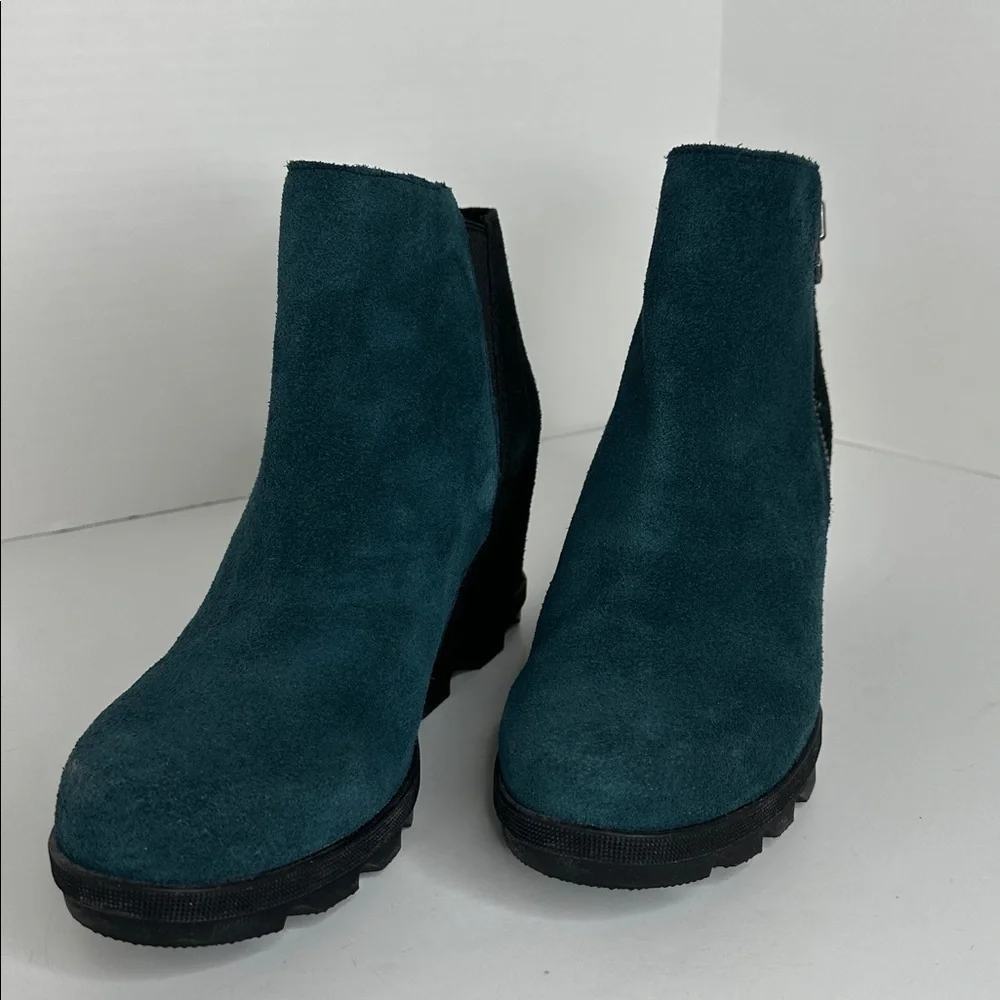 Sorel Joan of Arctic Wedge II Side Zip Boots Blue Suede Women's Size US 9‎ EU 40